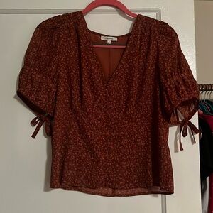 Madewell Recycled Georgette Button Front Ditsy Floral Bubble Sleeve Top size 8